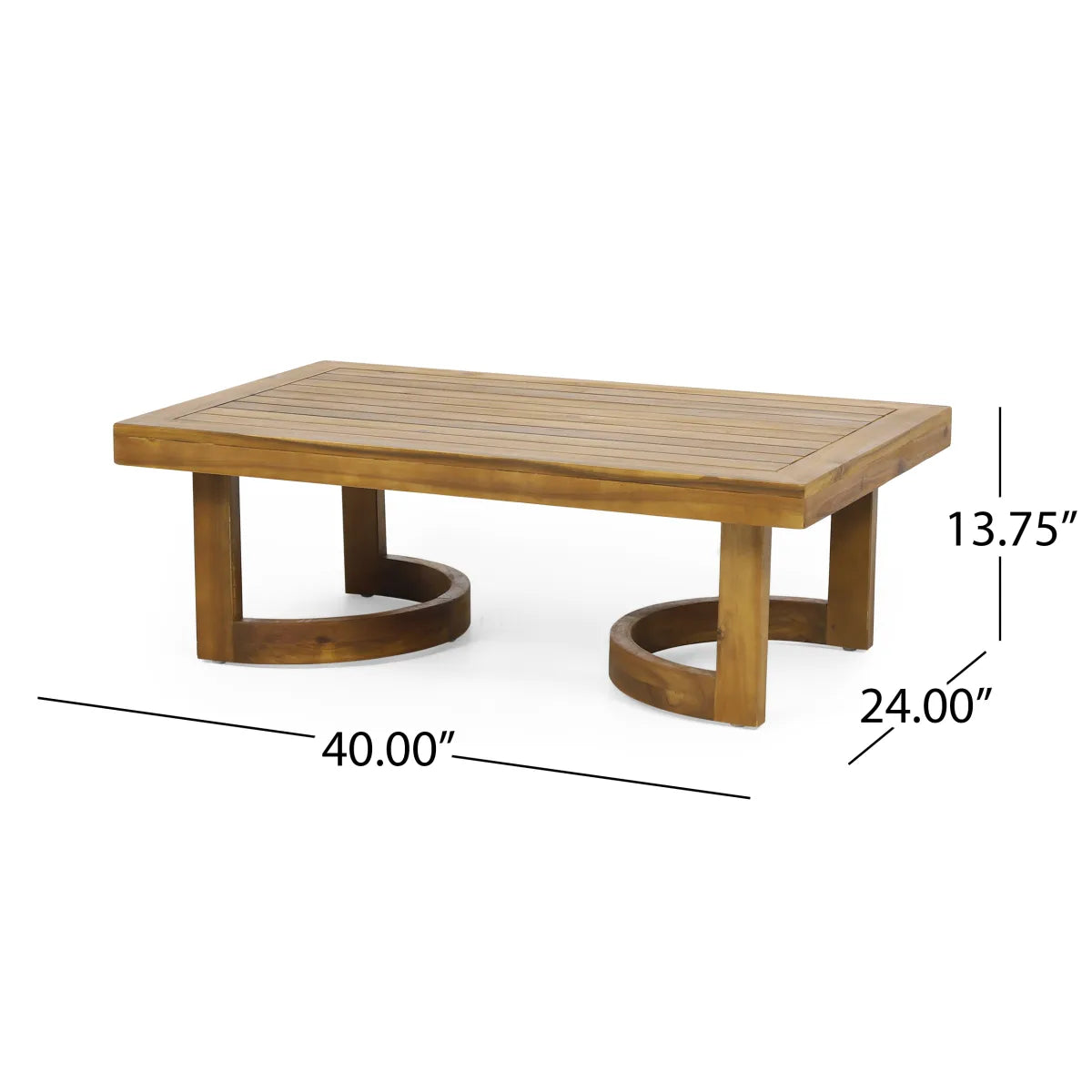 Outdoor Acacia Wood Loveseat and Coffee Table Set with Beige Cushions, Teak