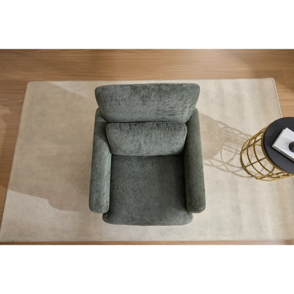 Contemporary Boucle Fabric Accent Armchair, Antique Green