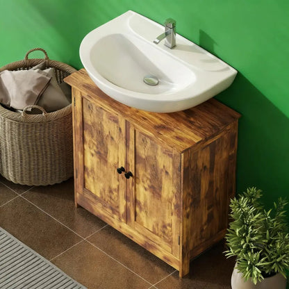 Rustic Wood Bathroom Vanity Cabinet, Under-Sink Storage