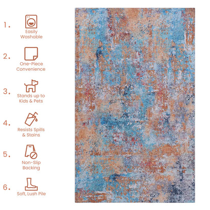 Washable Area Rug, Multi Pattern