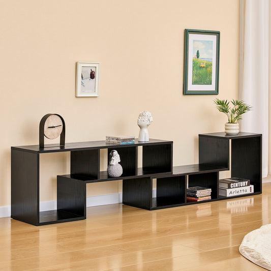 Expandable modular TV stand, black