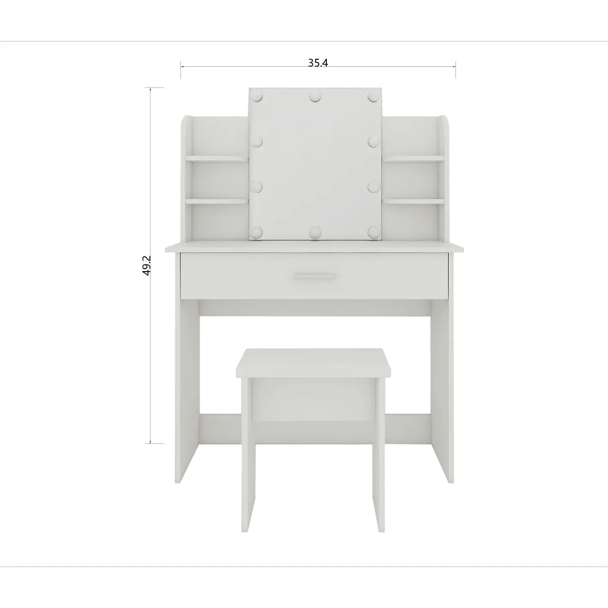 Vanity Table with Adjustable Mirror & Stool