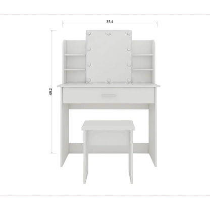 Vanity Table with Adjustable Mirror & Stool