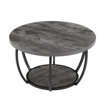 Round 2-tier coffee table, charcoal gray