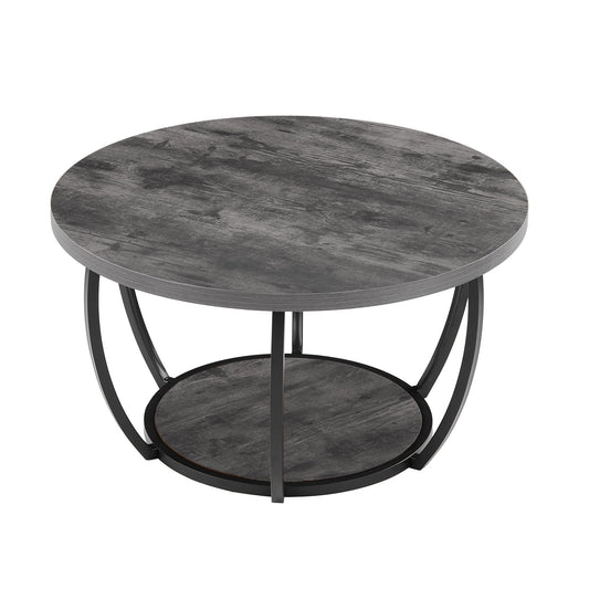 Round 2-tier coffee table, charcoal gray