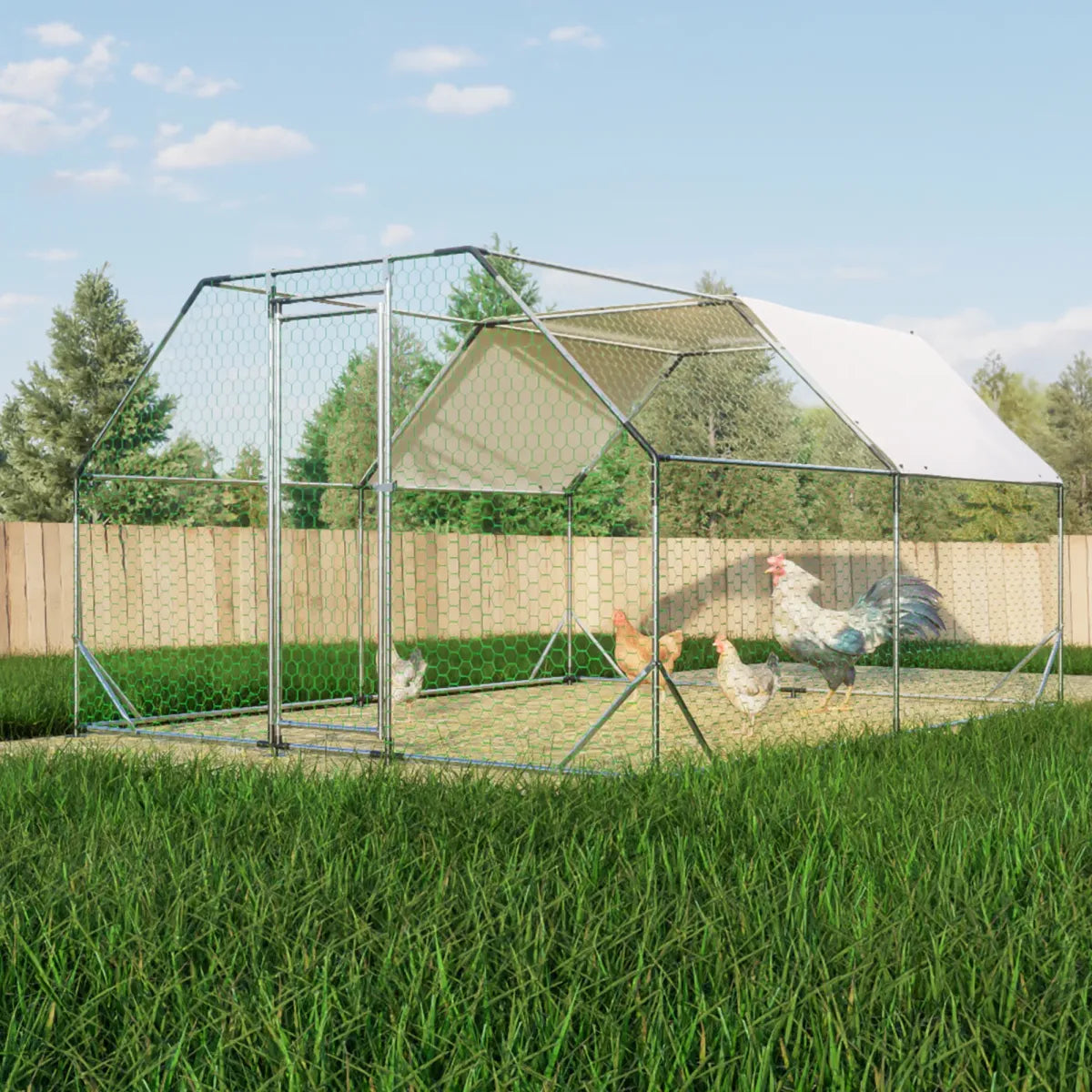 10' x 13' Galvanized Metal Walk-In Chicken Coop Run