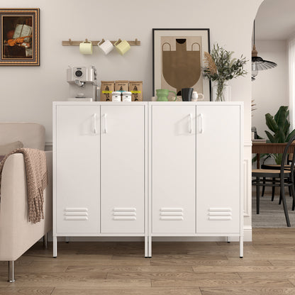 White steel storage cabinet with 2 doors