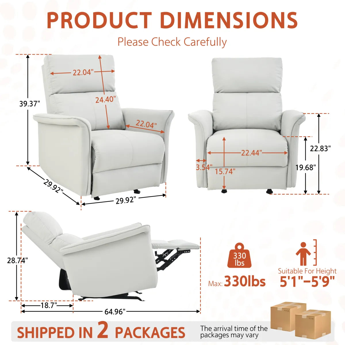 Leather Manual Rocker Recliner Chair – view 3