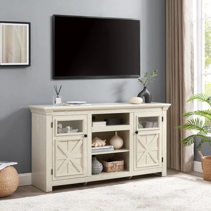 Farmhouse Barn Door TV Stand with Cabinet Storage – view 3