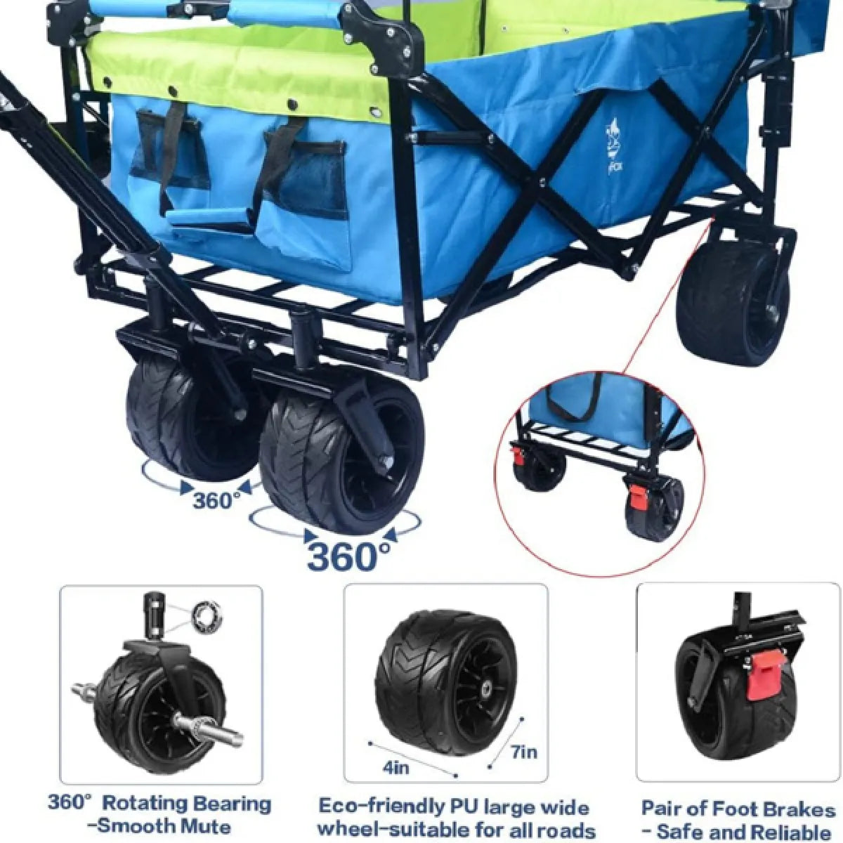 Collapsible Heavy-Duty Folding Wagon – Removable Canopy, All-Terrain Wheels