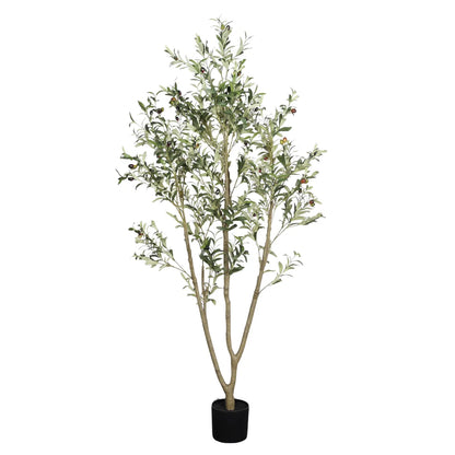 6 Ft Artificial Olive Tree in Black Pot, Lifelike Faux Potted Plant for Indoor Decor