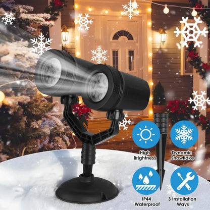 Dual-Head Christmas Snowflake Projector Stake Light