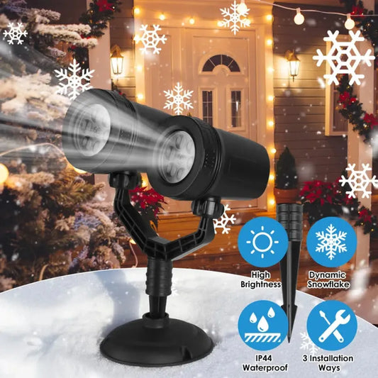Dual-Head Christmas Snowflake Projector Stake Light