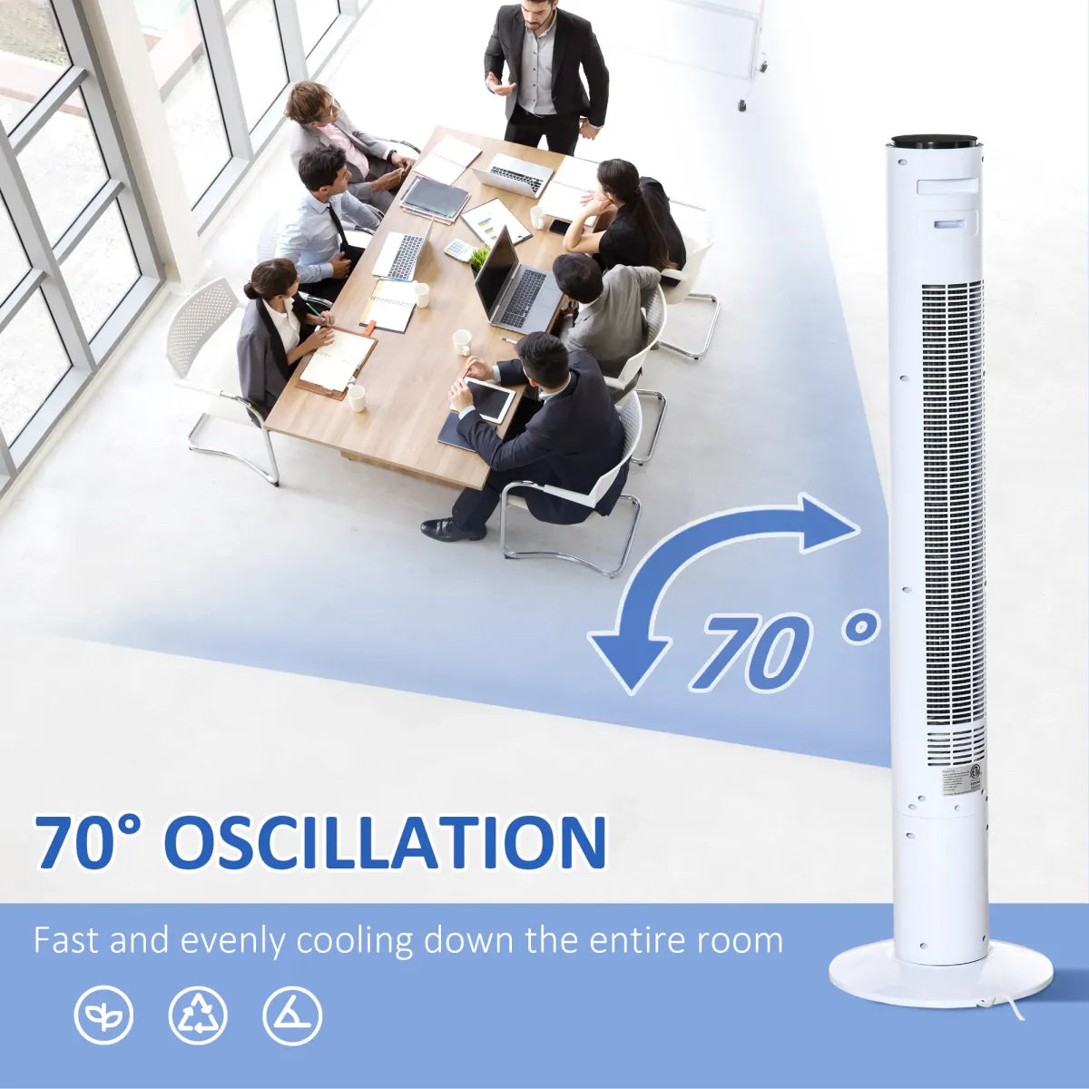 Oscillating Freestanding Tower Fan with Remote and 12-Hour Timer, White