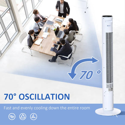 Oscillating Freestanding Tower Fan with Remote and 12-Hour Timer, White