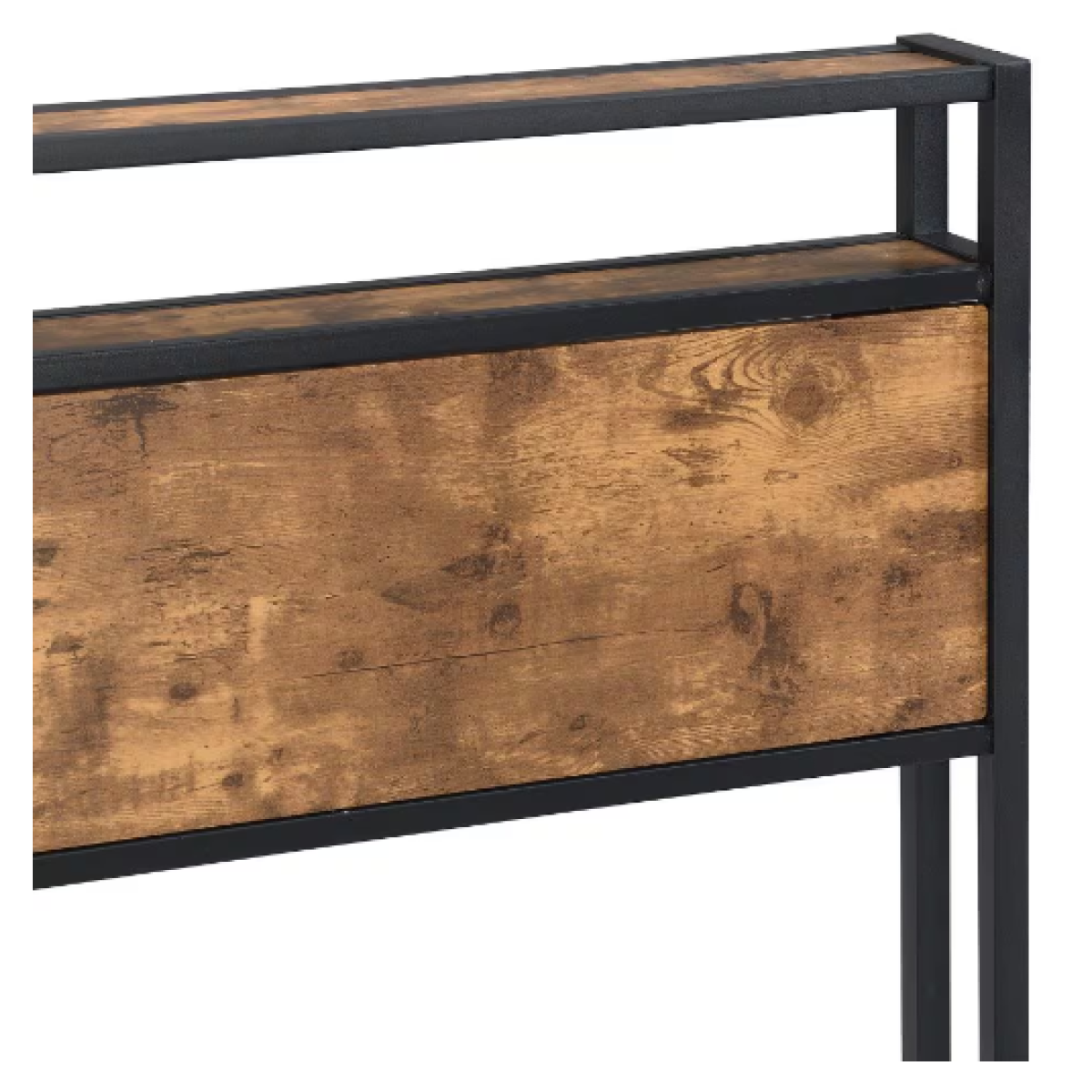 Queen Metal Platform Bed Frame – Wood Headboard & Footboard with USB Port, Black+Brown Bedroom – view 9