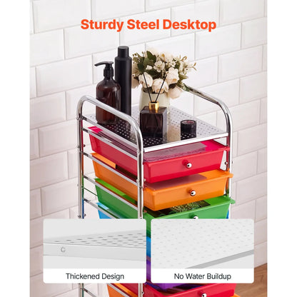 10-Drawer Rolling Storage Cart – Mobile Utility Organizer