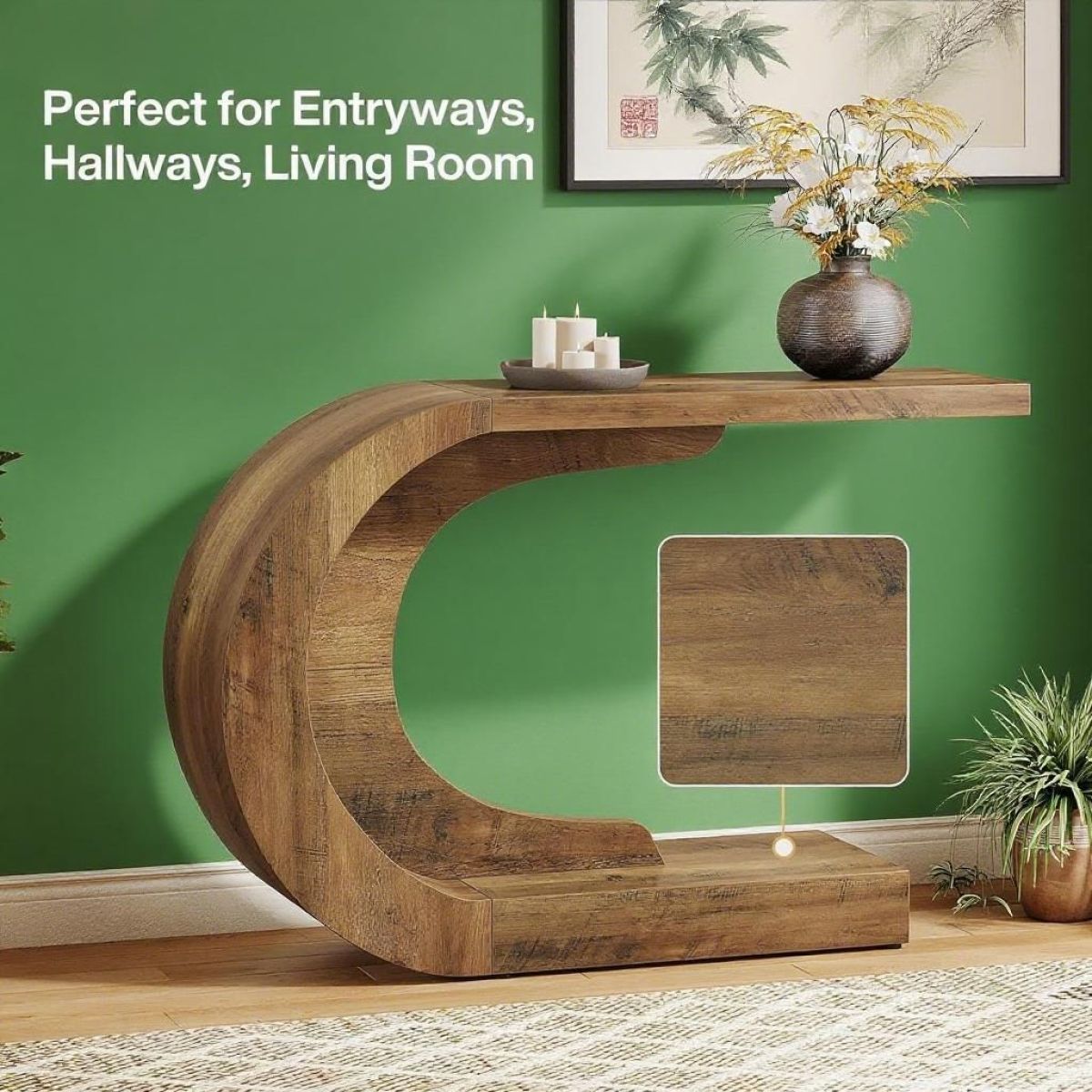 C-Shaped Wave Design Console Table side view