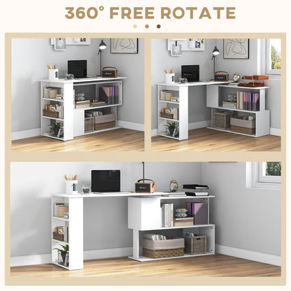 L-shaped rotating corner desk with bookcase