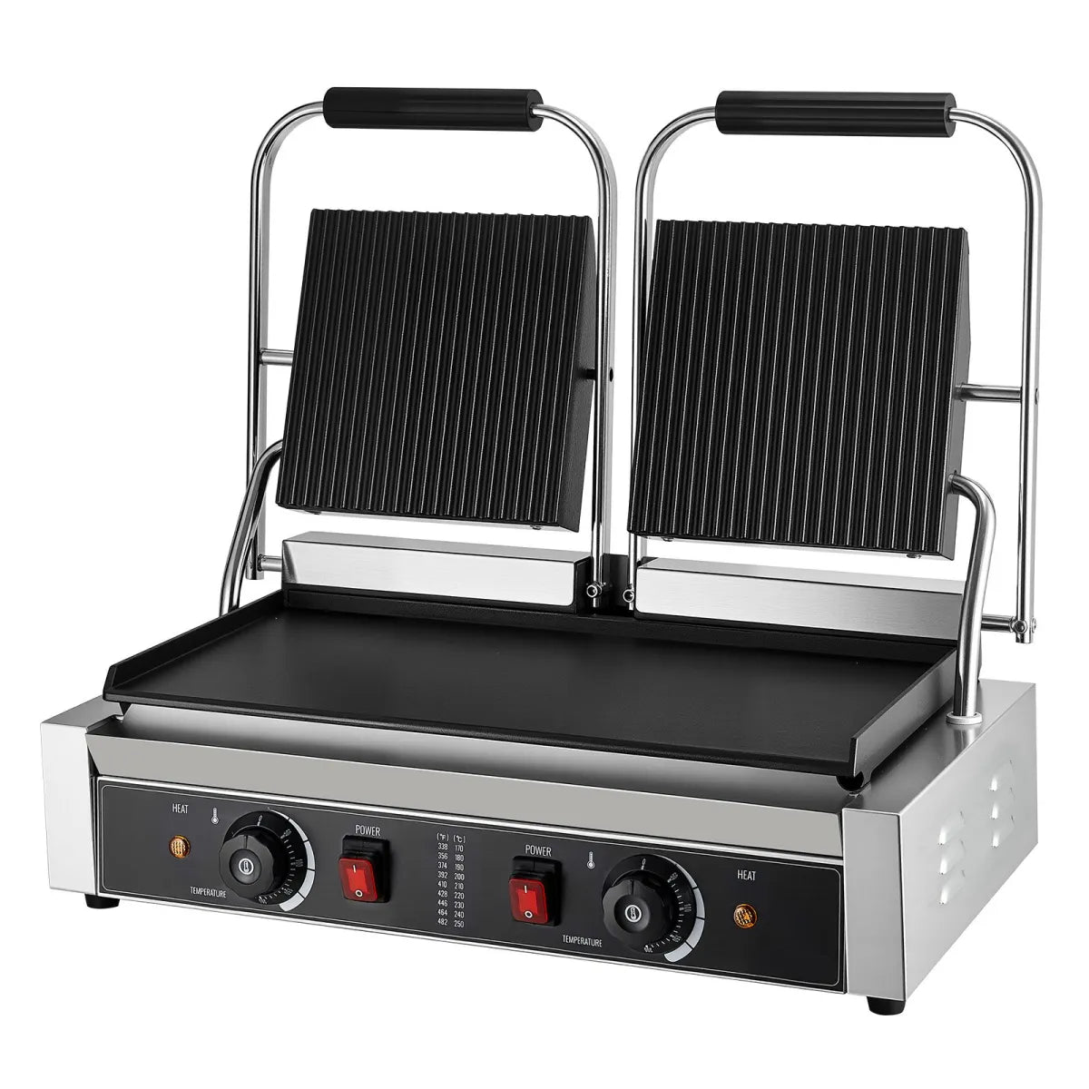 Commercial Panini Press – Large Electric Sandwich Grill with Ribbed Plates