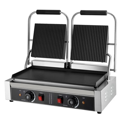 Commercial Panini Press – Large Electric Sandwich Grill with Ribbed Plates