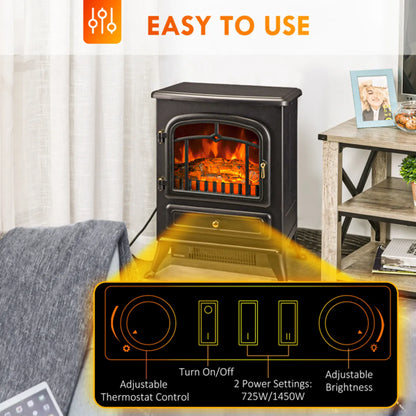 Electric Fireplace Heater with LED Flame Effect