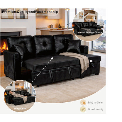 Convertible Sleeper Sofa - storage chaise open