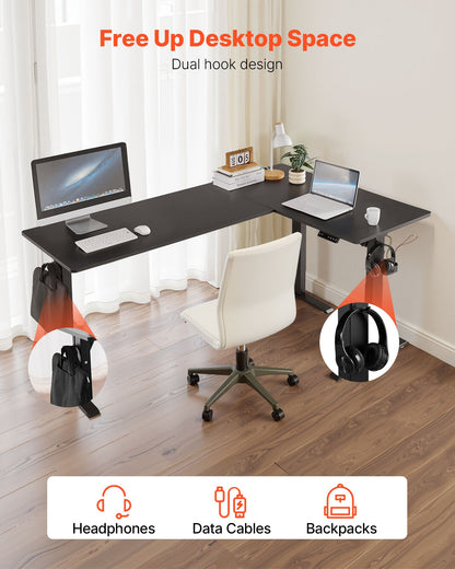 Electric height-adjustable L-shaped gaming desk