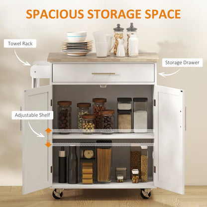 Rolling Kitchen Island Cart with Solid Wood Top & Storage – view 3