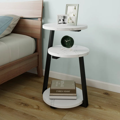Round 3-Tier Storage Nightstand End Table – view 2