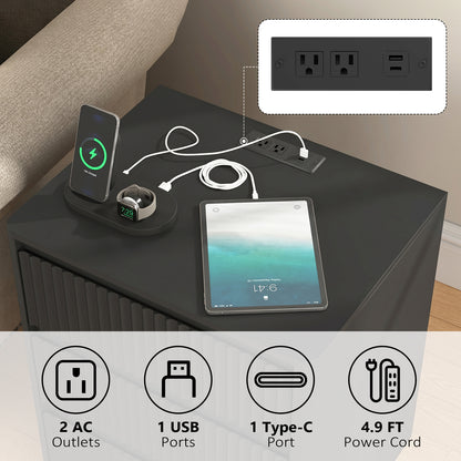 Set of 2 End Tables with USB-C Charging, Black – alternate view 4