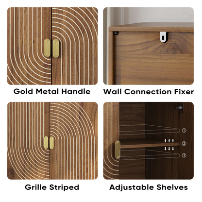 Line-groove buffet cabinet, brown