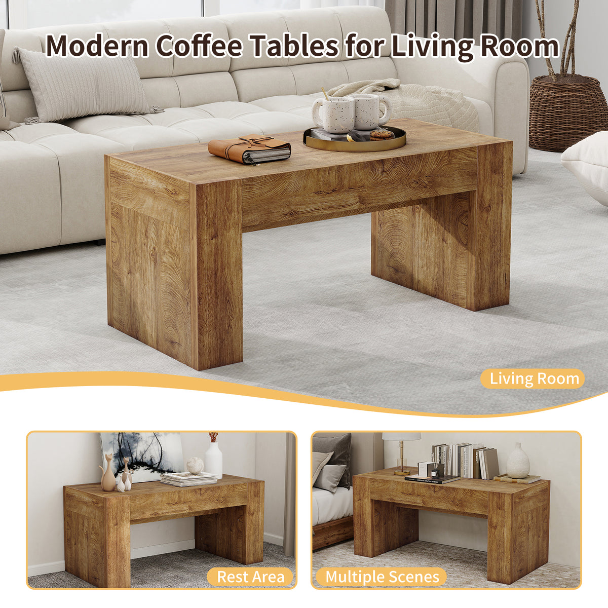 48 inch farmhouse coffee table with hidden drawer