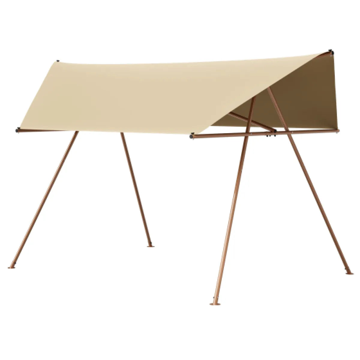 Hexagonal Sun Shade Sail Canopy with Rust-Resistant Poles, Light Khaki