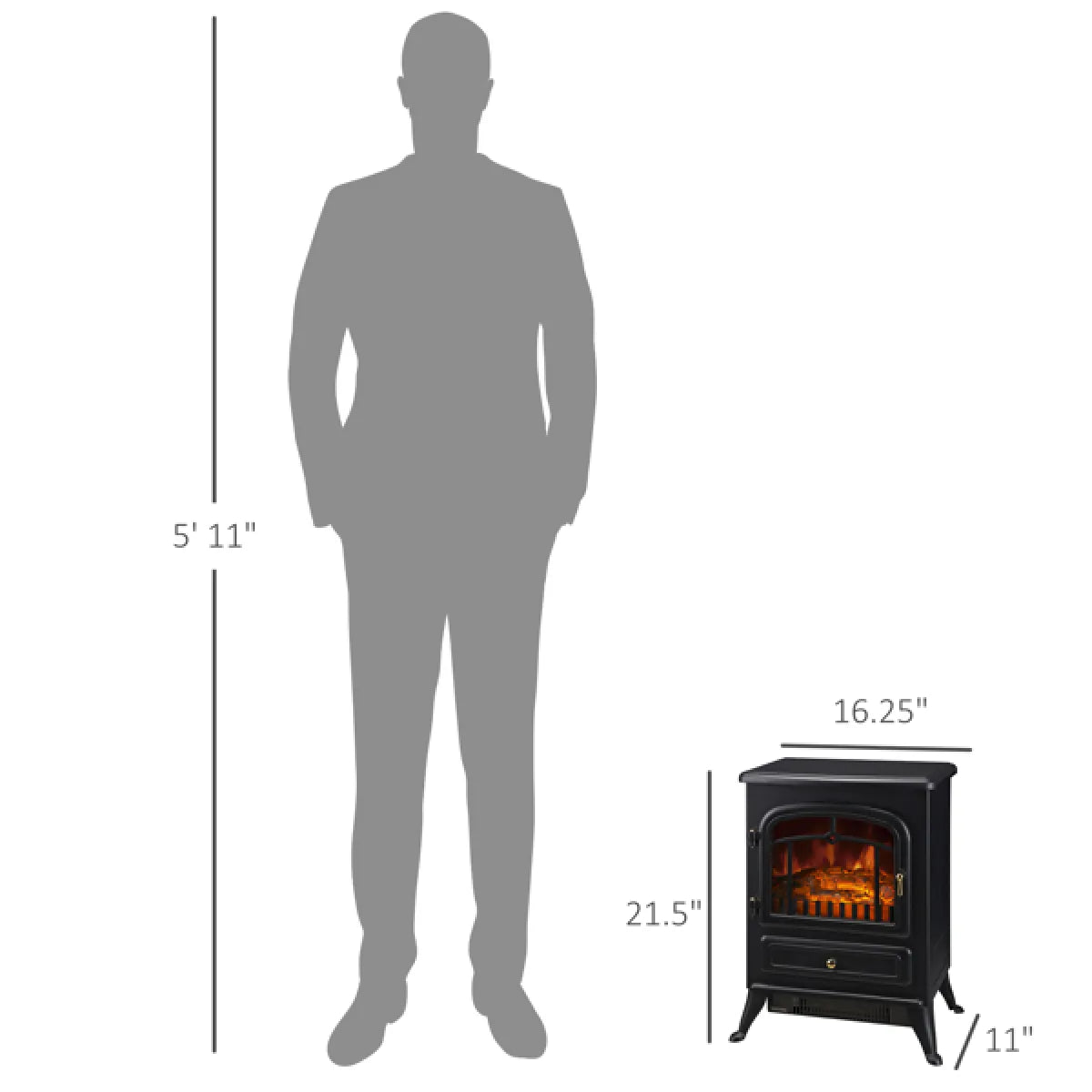 Electric Fireplace Heater with LED Flame Effect