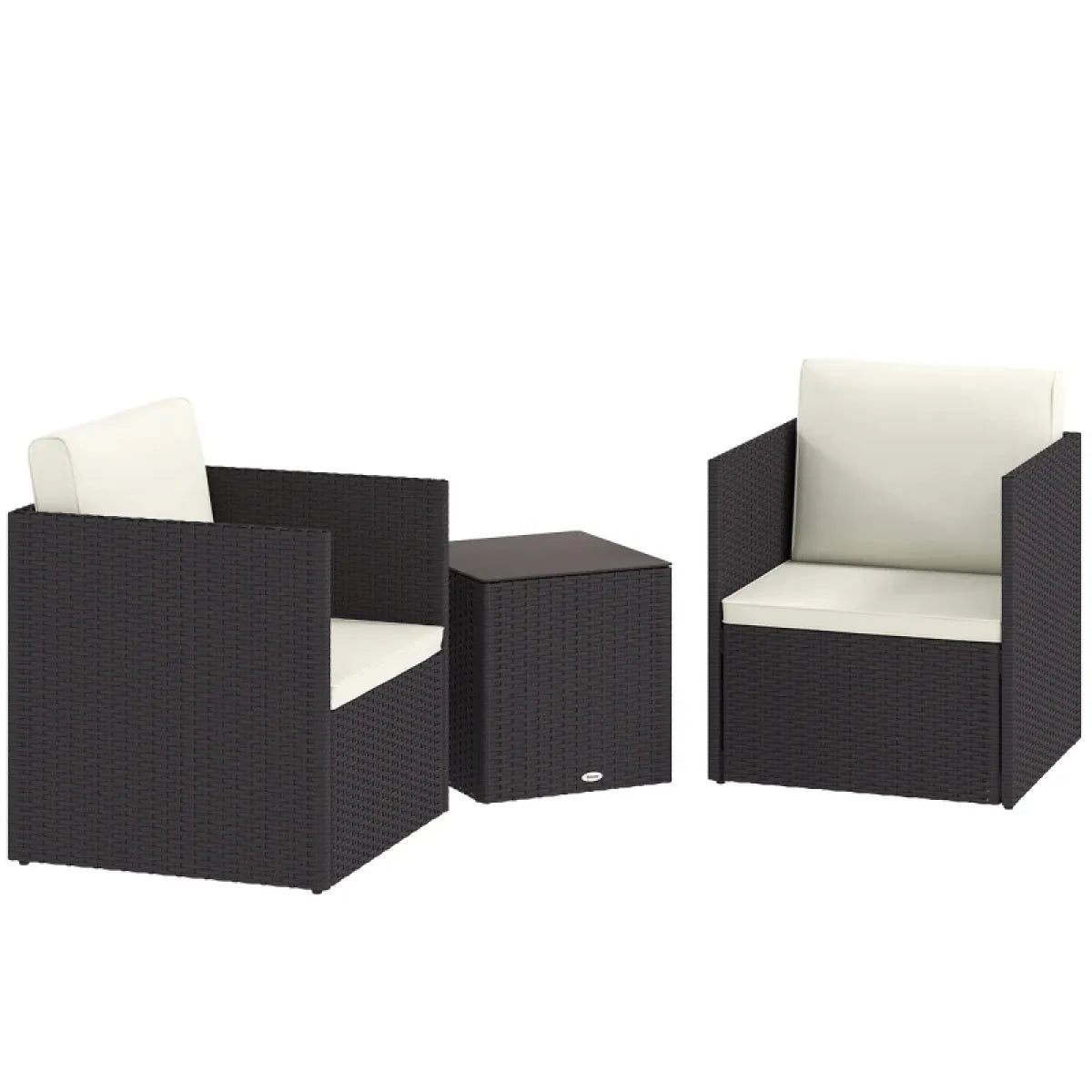 Folding Wicker Bistro Set with Glass Coffee Table – view 2