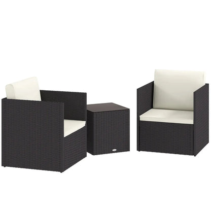 Folding Wicker Bistro Set with Glass Coffee Table – view 2