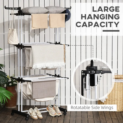Foldable 4-Tier Steel Clothes Drying Rack – Indoor Laundry Stand