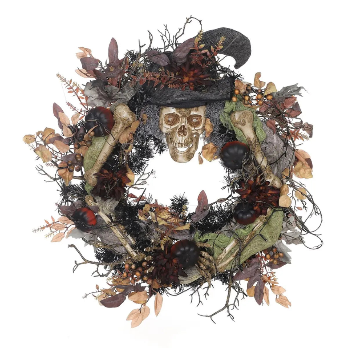 Skeleton Halloween Wreath, Hauntingly Beautiful Front Door Decor
