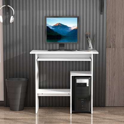 Compact computer desk with keyboard tray