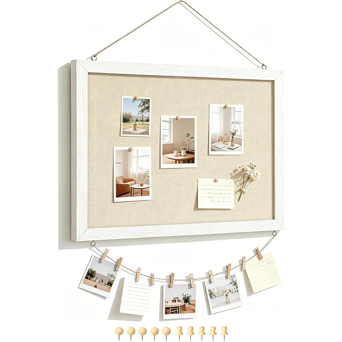 Double-Sided Linen Bulletin Board – Reversible Cork Memo Board