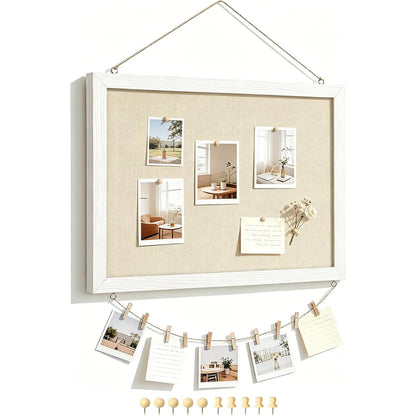 Double-Sided Linen Bulletin Board – Reversible Cork Memo Board