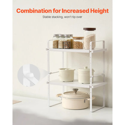 2-Tier Cabinet Organizer Shelf – Stackable Counter and Cabinet Storage Rack