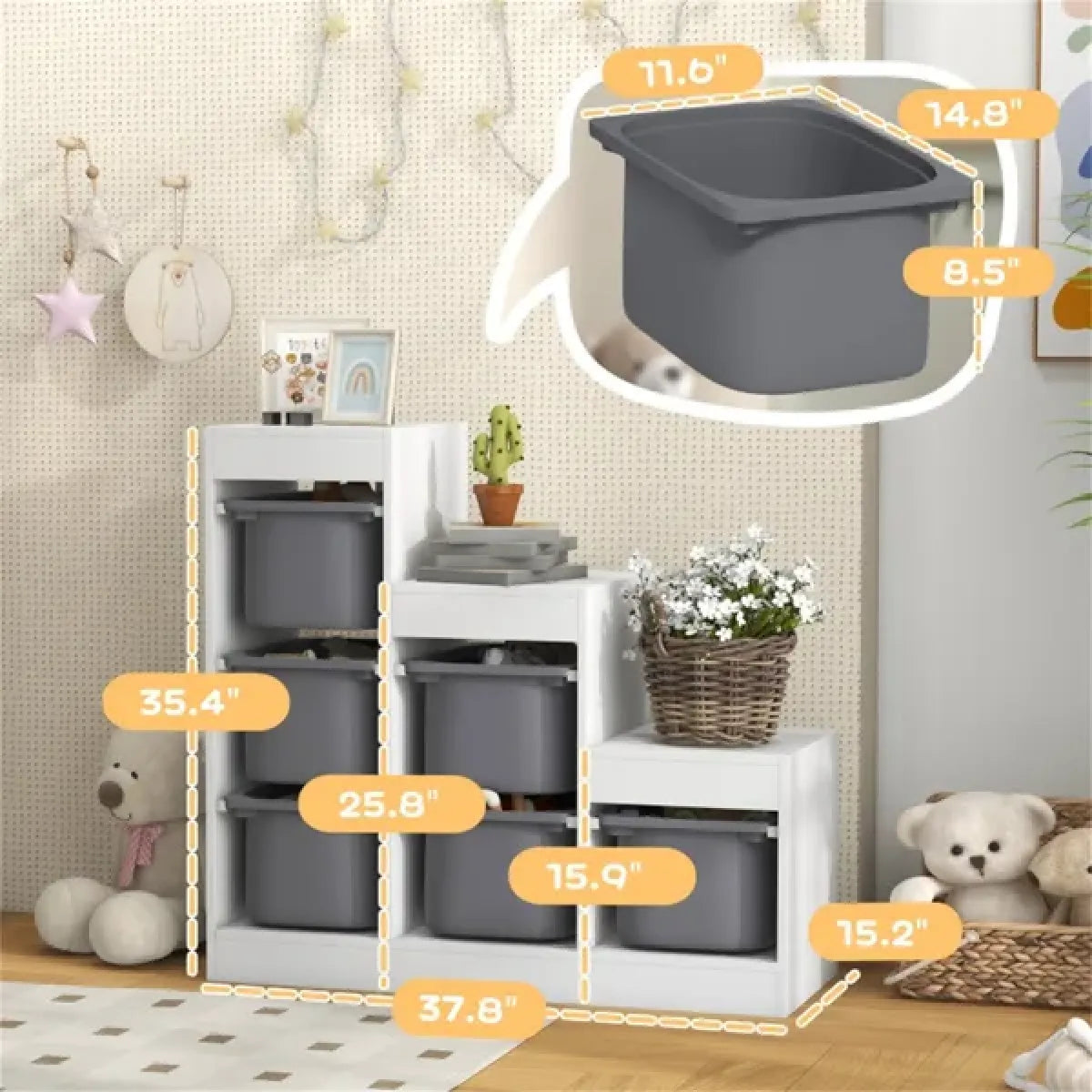 Large Toy Storage Organizer – Multi-Bin Playroom Shelving Unit