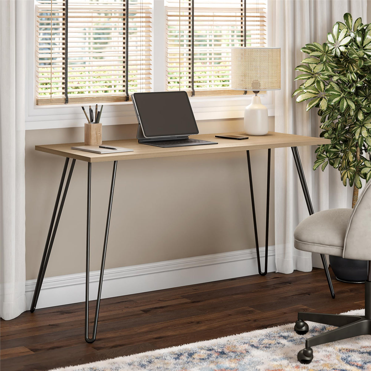 Owen writing desk, walnut and black