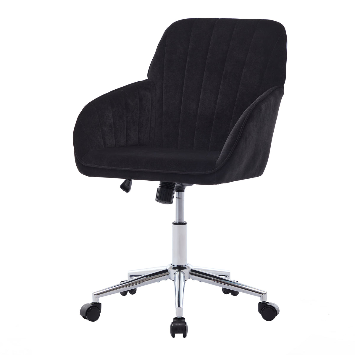 Velvet Swivel Office Chair, Black – alternate view 1
