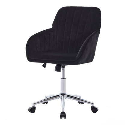 Velvet Swivel Office Chair, Black – alternate view 1