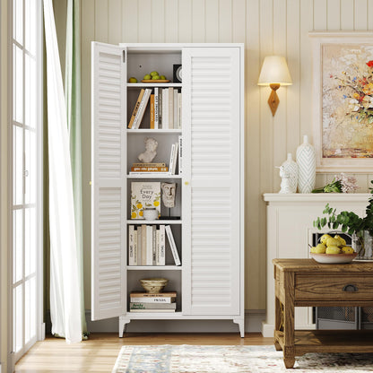 74 inch metal pantry storage cabinet, white