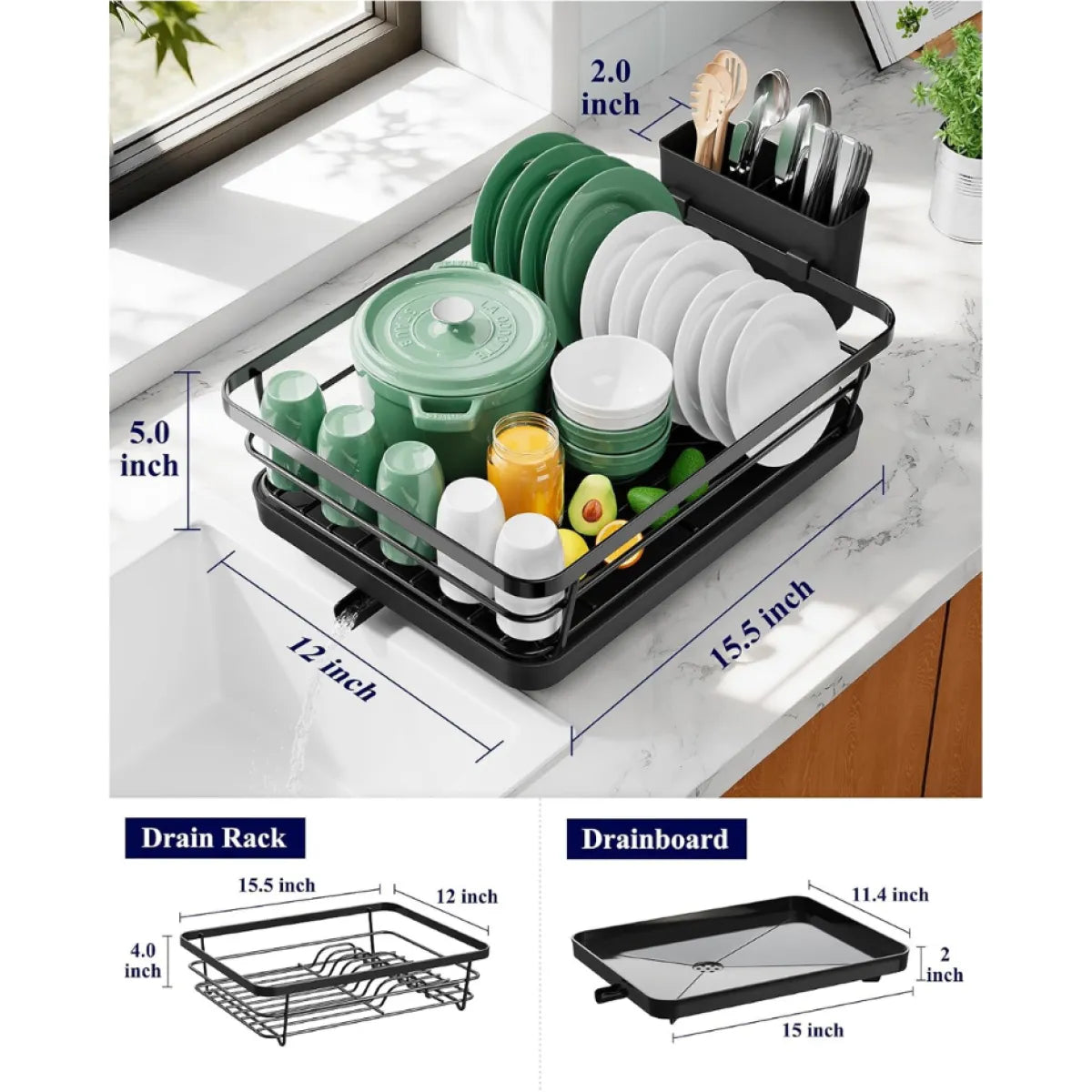 Dish Drying Rack for Kitchen Counter – Space-Saving Drainer Rack