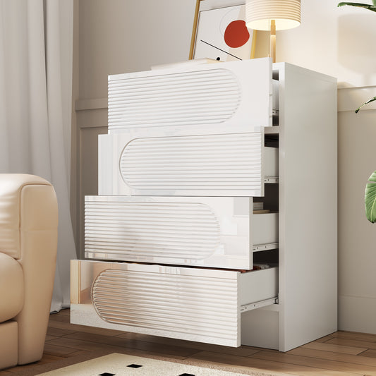 Modern 4-drawer storage cabinet, white